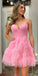 Sexy Spaghetti Strap V-neck Sleeveless Short A-line Homecoming Dresses For Party, PGH132