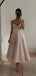 Formal Spaghetti Strap Sleeveless A-line Crepe Pink Long Prom Dresses For Party, PG400