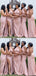 Sexy Pink Sleeveless Mermaid Bridesmaid Dresses With Side Split For Wedding Party, PGB92