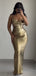 Sexy Spaghetti Strap Sleeveless Mermaid Satin Long Prom Dresses For Party, PG590