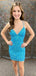 Sexy Spaghetti Strap V-neck Sleeveless Short Mermaid Homecoming Dresses For Party, PGH124