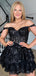 Sexy Off-shoulder Sleeveless Short Lace A-line Black Homecoming Dresses For Party, PGH200