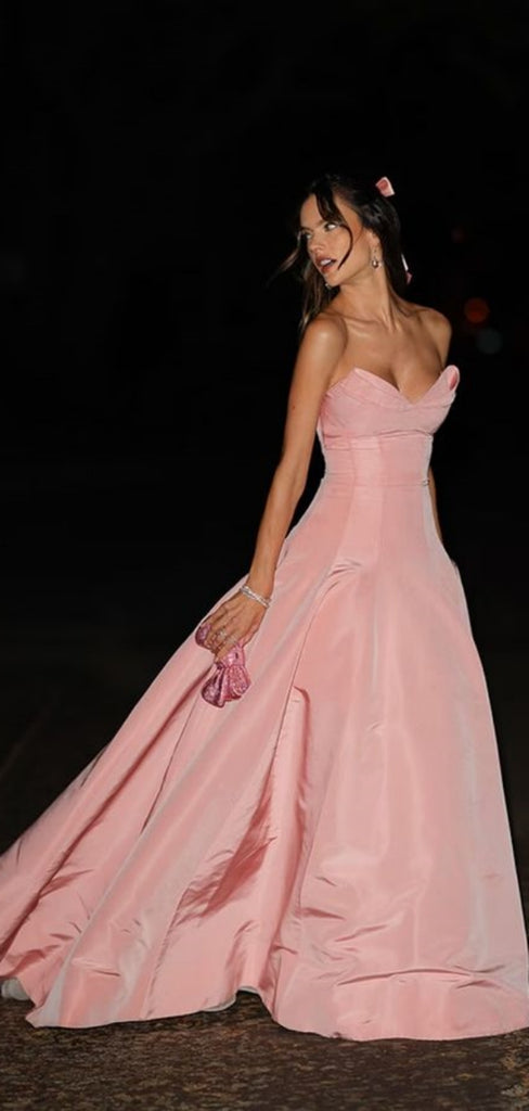 Formal Sweetheart Sleeveless A-line Satin Long Prom Dresses With Trailing For Party, PG444