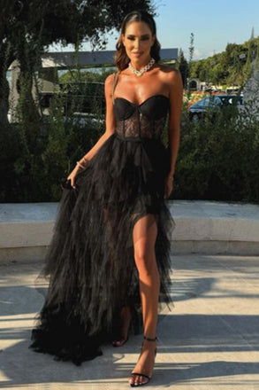 Sexy Sweetheart Sleeveless Mermaid Tulle Long Prom Dresses For Party, PG630