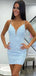 Sexy V-neck Spaghetti Strap Sleeveless Lace Short Mermaid Homecoming Dresses For Party, PGH180