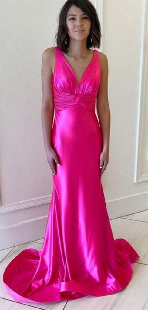 Sexy V-neck Sleeveless Mermaid Long Prom Dresses For Party, PG84