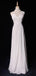 Simple Spaghetti Strap Sleeveless A-line Chiffon White Long Prom Dresses For Party, PG280