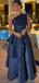 Formal One shoulder Sleeveless A-line Satin Long Prom Dresses For Party, PG582