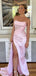 Sexy Sweetheart Sleeveless Mermaid Satin Long Prom Dresses With Slit For Party, PG404