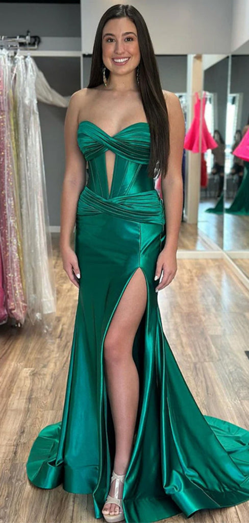 Sexy Sweetheart Sleeveless Mermaid Long Prom Dresses With Trailing For Party, PG196