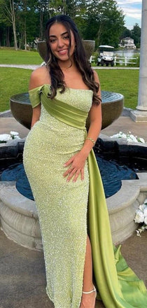 Sexy Sweetheart Sleeveless Mermaid Sequin Long Prom Dresses For Party, PG584