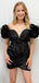 Sexy Off-shoulder Sleeveless Short Mermaid Satin Black Homecoming Dresses For Party, PGH232
