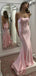 Sexy Spaghetti Strap Sleeveless Mermaid Satin Long Prom Dresses For Party, PG718