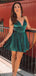 Sexy Spaghetti Strap V-neck Sleeveless A-line Velvet Short Homecoming Dresses For Party, PGH376