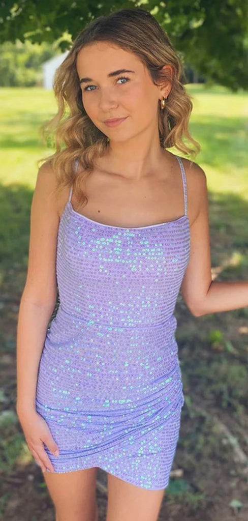 Sexy Spaghetti Strap Sleeveless Sequin Mermaid Homecoming Dresses For Party, PGH340