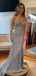 Sexy Spaghetti Strap V-neck Sleeveless Mermaid Long Prom Dresses For Party, PG416