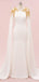 Elegant Scoop Cap Sleeve Mermaid Satin White Long Prom Dresses With Trailing For Party, PG220