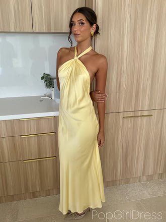 Sexy Halter Sleeveless Mermaid Satin Long Prom Dresses For Party, PG973