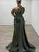 Formal One-shoulder Full Sleeve Mermaid Satin Long Prom Dresses For Party, PG566