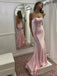 Sexy Spaghetti Strap Sleeveless Mermaid Satin Long Prom Dresses For Party, PG718