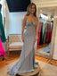 Sexy Spaghetti Strap V-neck Sleeveless Mermaid Long Prom Dresses For Party, PG416