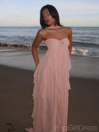 Soft Sweetheart Sleeveless A-line Chiffon Long Prom Dresses For Party, PG985