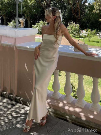 Soft Sweetheart Sleeveless Mermaid Satin Long Prom Dresses For Party, PG408