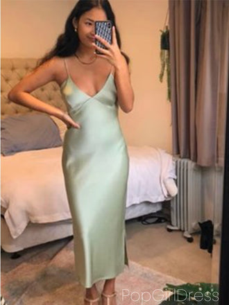 Soft Spaghetti Strap Sleeveless Mermaid Satin Long Prom Dresses For Party, PG964