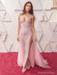 Uniuqe Spaghetti Strap Sleeveless Mermaid Tulle Long Prom Dresses With Slit For Party, PG428