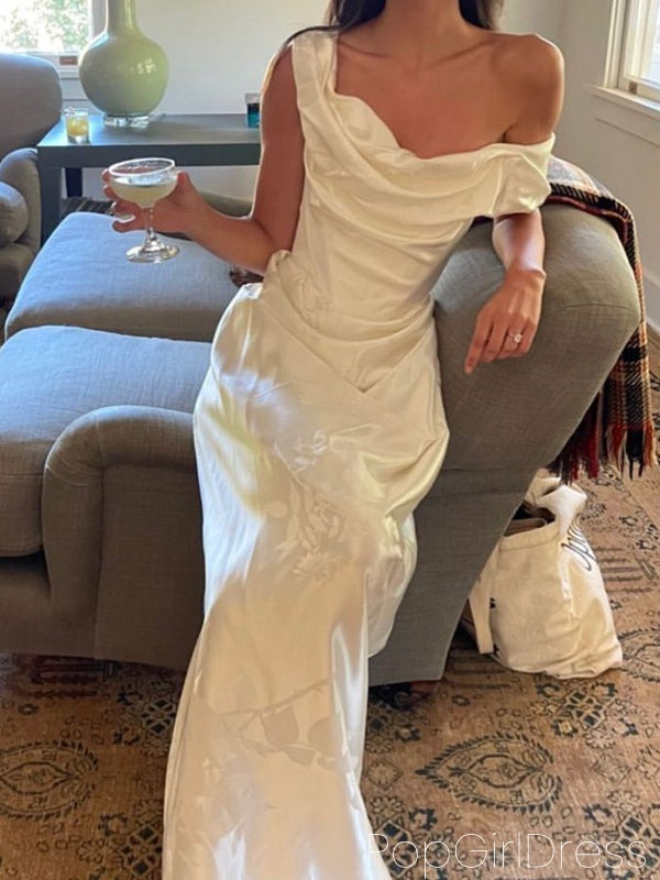 Sexy Off-shoulder Sleeveless Mermaid Satin Long Prom Dresses For Party, PG792