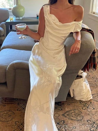 Sexy Off-shoulder Sleeveless Mermaid Satin Long Prom Dresses For Party, PG792