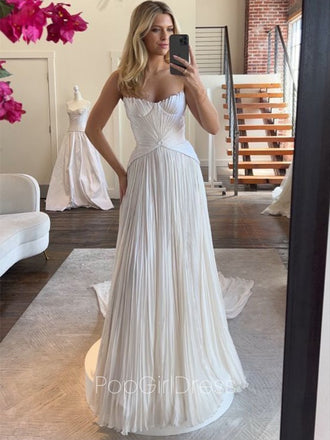 Simple Sweetheart Sleeveless A-line Satin Long Prom Dresses For Party, PG522