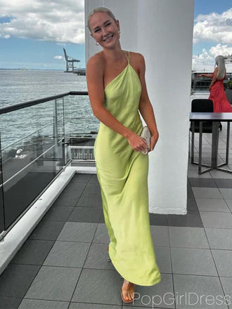 Sexy Asymmetric Sleeveless Mermaid Satin Long Prom Dresses For Party, PG836