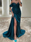 Sexy Off-shoulder Mermaid Sleeveless With Side Slit Long Prom Dresses For Party, PG100