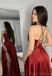 Soft Spaghetti Strap Sleeveless A-line Satin Long Prom Dresses For Party, PG626