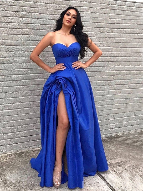 Sexy Sweetheart Sleeveless A-line Satin Long Prom Dresses For Party, PG693