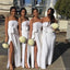 Simple Sweetheart Sleeveless Mermaid White Bridesmaid Dresses With Side Split For Wedding Party, PGB96