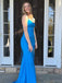 Sexy Spaghetti Strap Sleeveless Mermaid With Side Split Long Prom Dresses, PG56