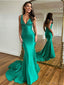 Sexy V-neck Mermaid Sleeveless Prom Dresses With Trailing For Party, PG156