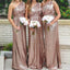 Shiny One-shoulder Sleeveless A-line Sparkly Bridesmaid Dresses For Wedding Party, PGB68