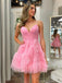 Sexy Spaghetti Strap V-neck Sleeveless Short A-line Homecoming Dresses For Party, PGH132