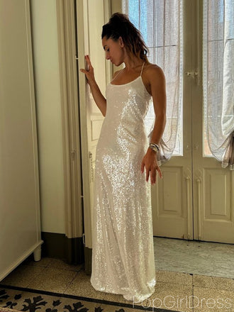 Sexy Spaghetti Strap Sleeveless Mermaid Sequin Long Prom Dresses For Party, PG828