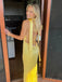 Sexy V-neck Sleeveless Mermaid Satin Long Prom Dresses For Party, PG1023
