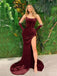 Sexy Sweetheart Sleeveless Mermaid Velvet Long Prom Dresses For Party, PG538