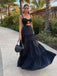 Simple Spaghetti Strap Sleeveless A-line Satin Long Prom Dresses For Party, PG432