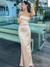 Sexy Spaghetti Strap Sleeveless Mermaid Satin Long Prom Dresses For Party, PG356