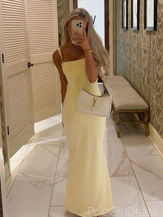 Sexy Spaghetti Strap Sleeveless Mermaid Satin Long Prom Dresses For Party, PG939