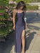 Sexy Spaghetti Strap Sleeveless Mermaid Long Prom Dresses With Front Split,PG48