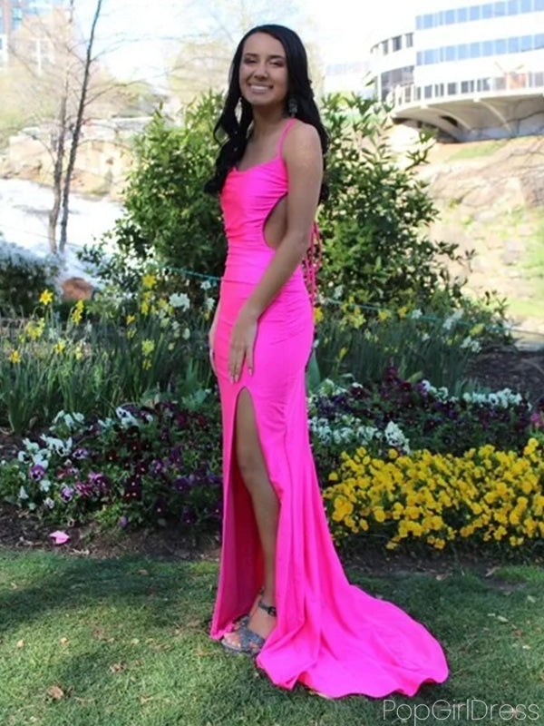 Sexy Spaghetti Strap Sleeveless Mermaid With Trailing Long Prom Dresses, PG64