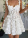 Elegant Spaghetti Strap Sleeveless A-line Lace Short Homecoming Dresses For Party, PGH409